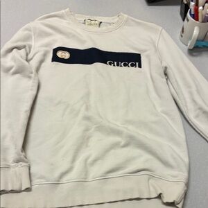 Gucci Men's White and Black Crewneck Sweater